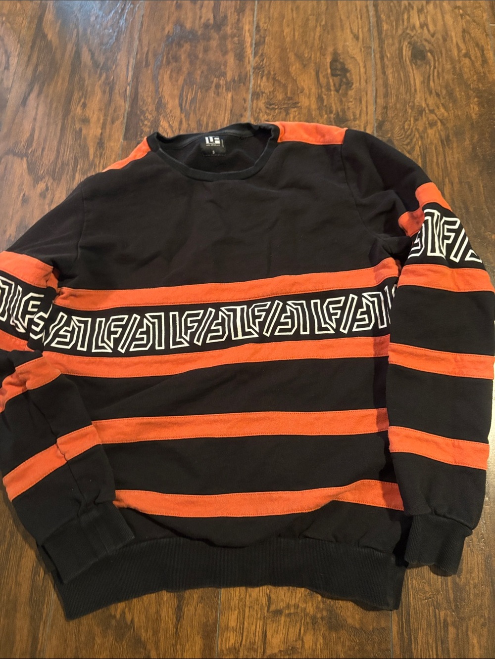 LF Black  & Orange Striped Men’s Crewneck Sweater